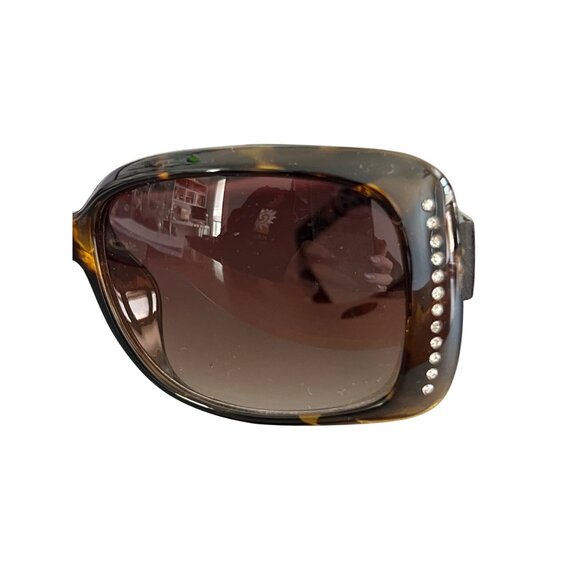 Nine West Tortoise Shell Sunglasses Clear Rhinestone Accents Vacation Summer - Picture 2 of 6